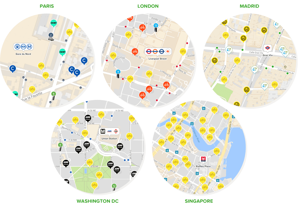 Some cities have many more bikes than others.